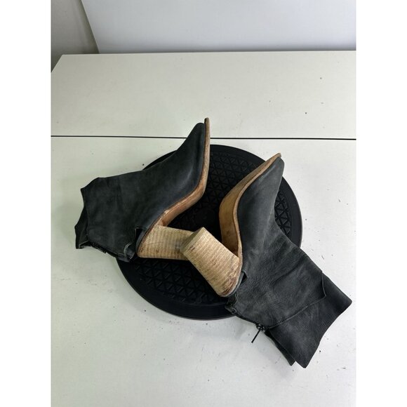 Free People Golden Read Peep Toe Leather Boots Dark Gray Sz 38 / 8 US - Picture 9 of 13